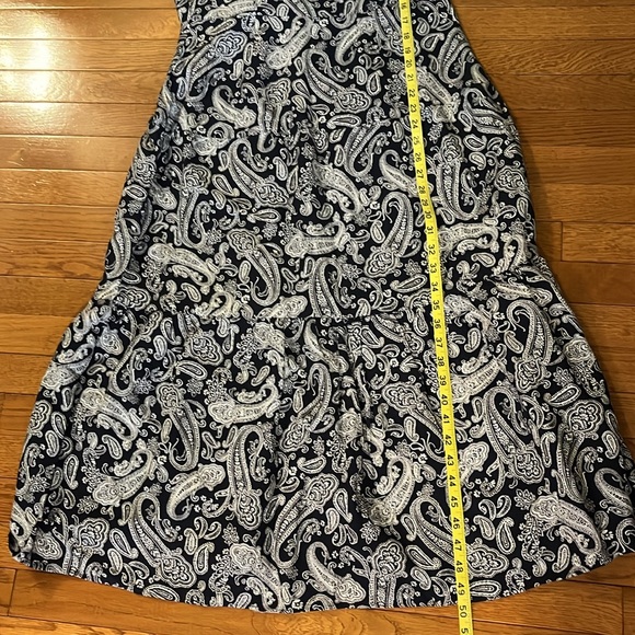 LOFT Navy & White Paisley Linen Dress Size 6 - Picture 14 of 16